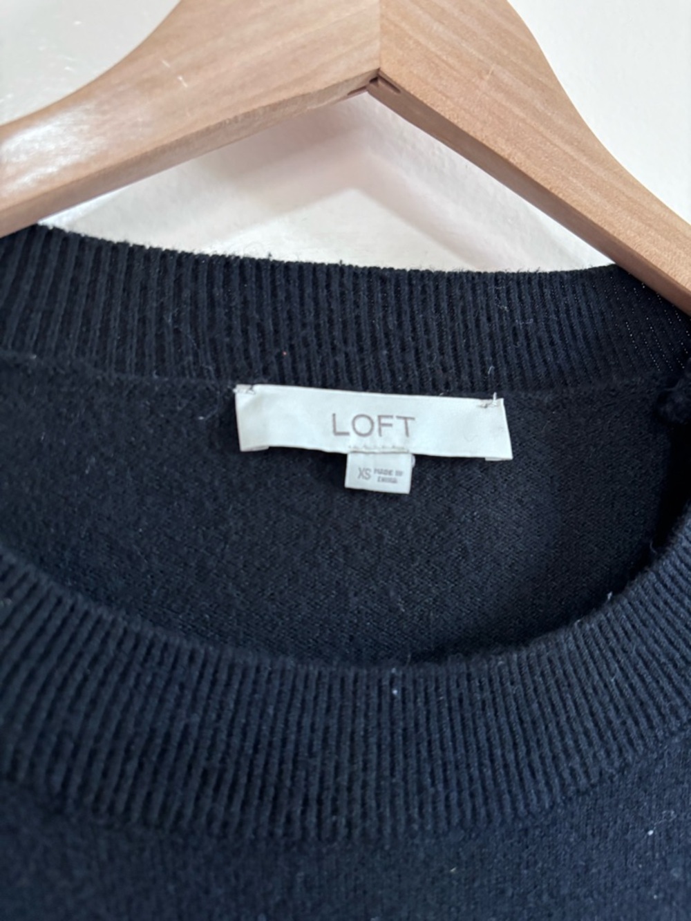 LOFT Black Ribbed-Neck Knit Top size XS - Picture 2 of 4